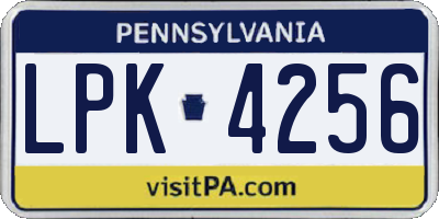PA license plate LPK4256