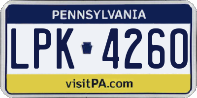 PA license plate LPK4260