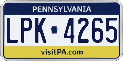 PA license plate LPK4265