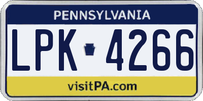 PA license plate LPK4266