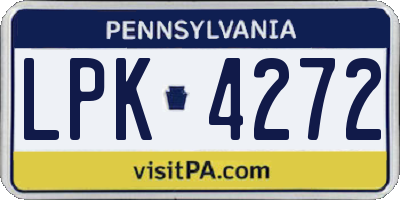 PA license plate LPK4272