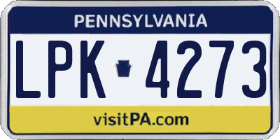 PA license plate LPK4273