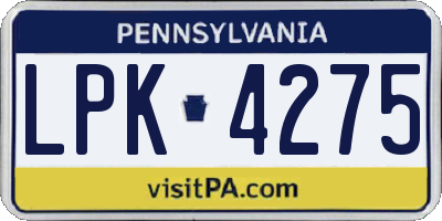PA license plate LPK4275