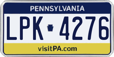 PA license plate LPK4276