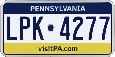 PA license plate LPK4277