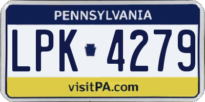 PA license plate LPK4279