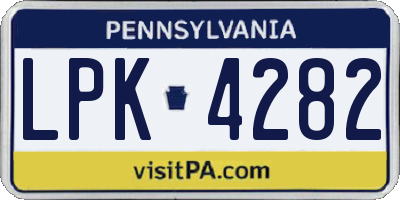 PA license plate LPK4282