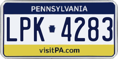 PA license plate LPK4283