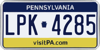 PA license plate LPK4285