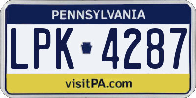 PA license plate LPK4287