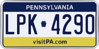 PA license plate LPK4290