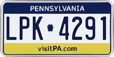 PA license plate LPK4291