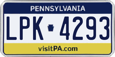 PA license plate LPK4293