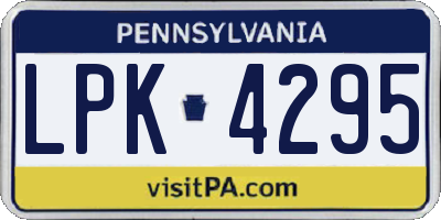 PA license plate LPK4295