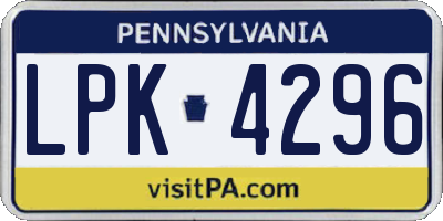 PA license plate LPK4296