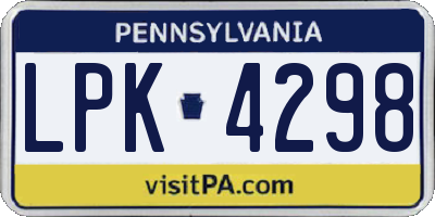 PA license plate LPK4298