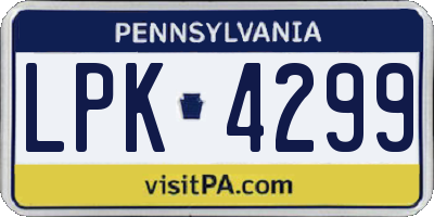 PA license plate LPK4299