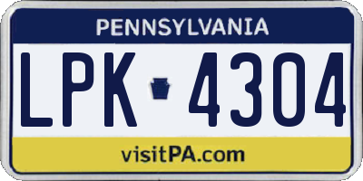 PA license plate LPK4304