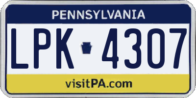 PA license plate LPK4307