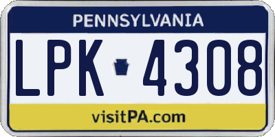 PA license plate LPK4308