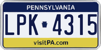 PA license plate LPK4315