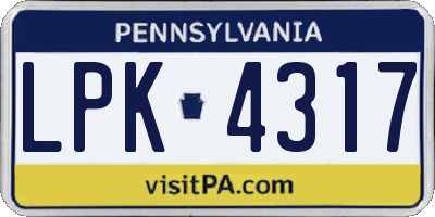 PA license plate LPK4317