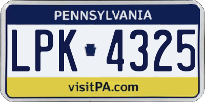 PA license plate LPK4325