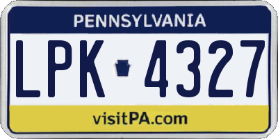 PA license plate LPK4327