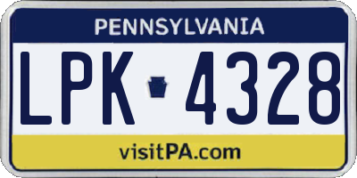 PA license plate LPK4328