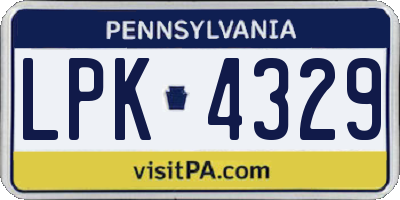 PA license plate LPK4329