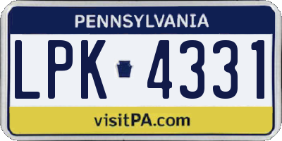 PA license plate LPK4331