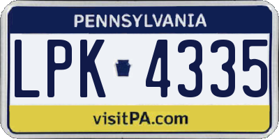 PA license plate LPK4335