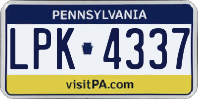 PA license plate LPK4337