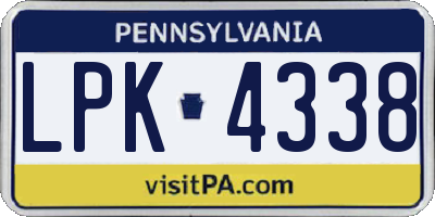 PA license plate LPK4338