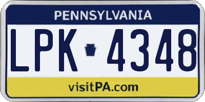 PA license plate LPK4348