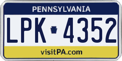 PA license plate LPK4352