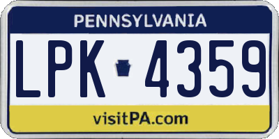 PA license plate LPK4359