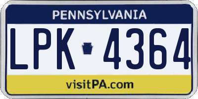PA license plate LPK4364