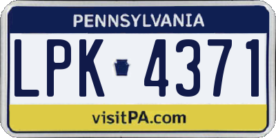 PA license plate LPK4371