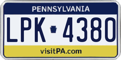 PA license plate LPK4380