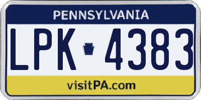PA license plate LPK4383