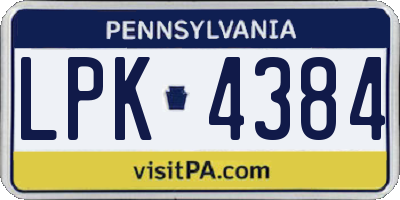 PA license plate LPK4384