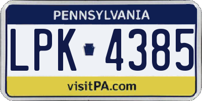 PA license plate LPK4385