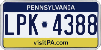 PA license plate LPK4388