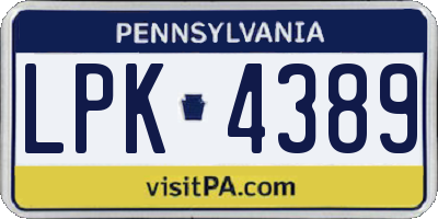 PA license plate LPK4389