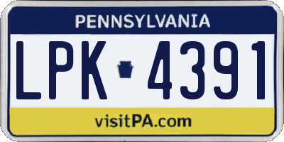 PA license plate LPK4391