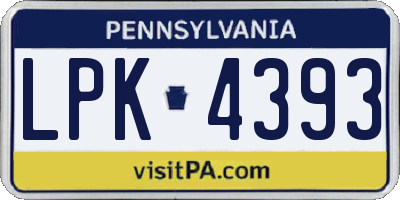 PA license plate LPK4393