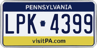 PA license plate LPK4399