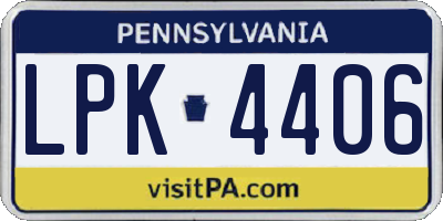 PA license plate LPK4406