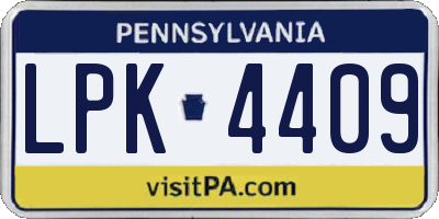 PA license plate LPK4409